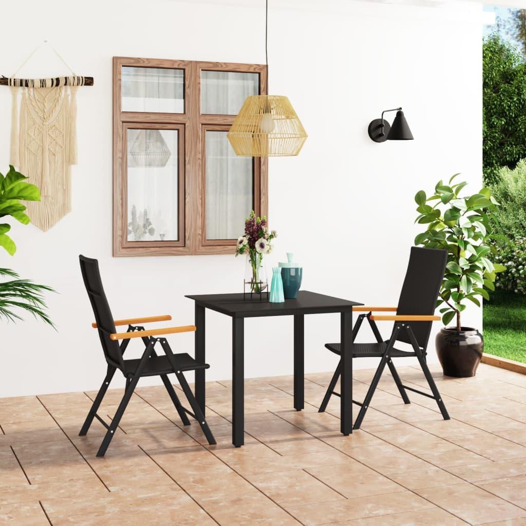 3 Piece Patio Dining Set Black and Brown at Set Shop and Smile