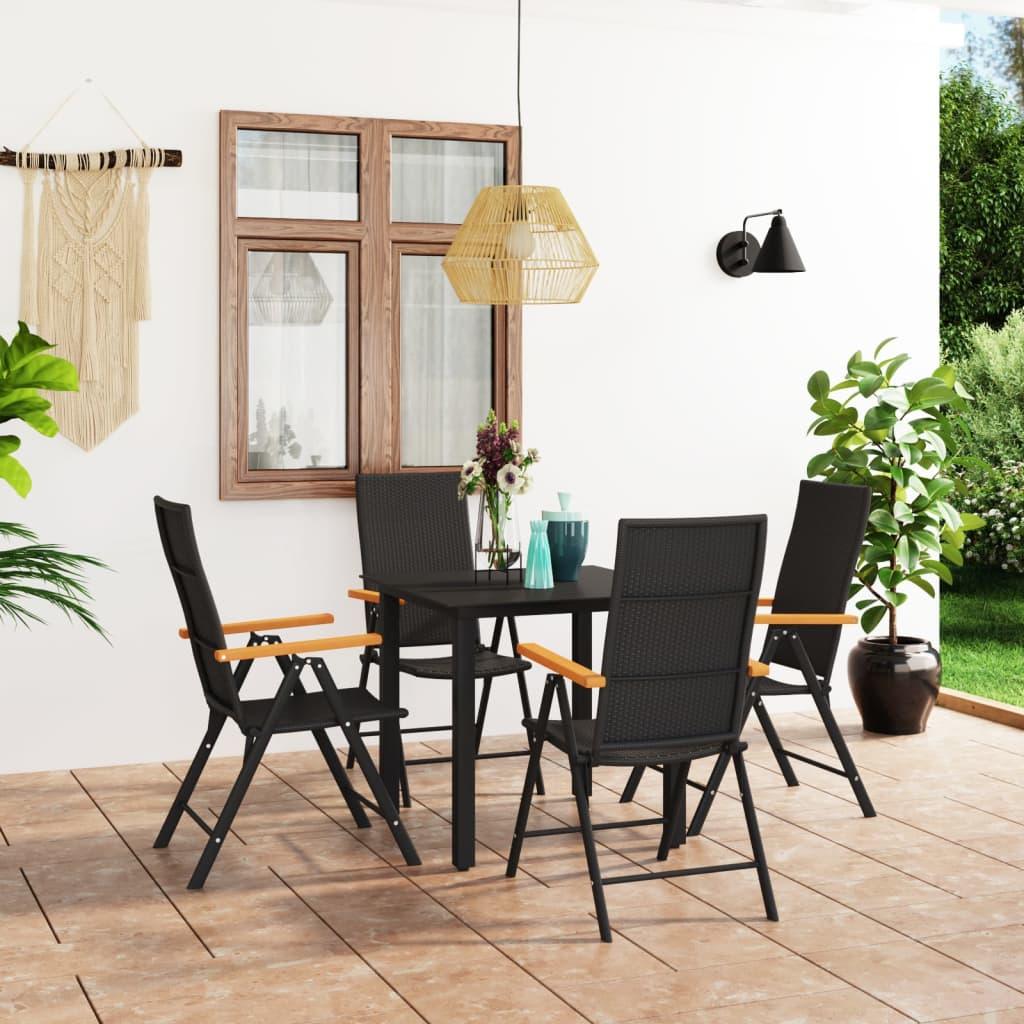 5 Piece Patio Dining Set Black and Brown at Set Shop and Smile