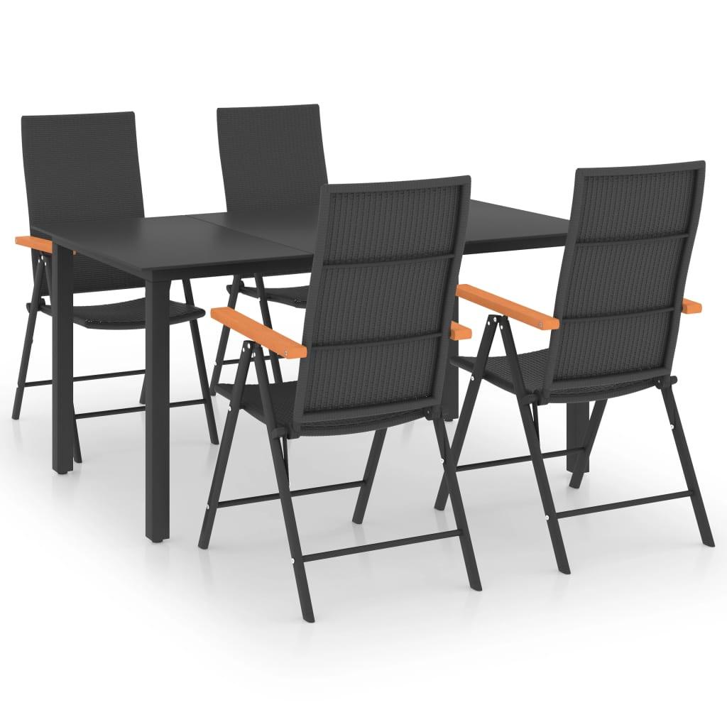 5 Piece Patio Dining Set Black and Brown at Set Shop and Smile