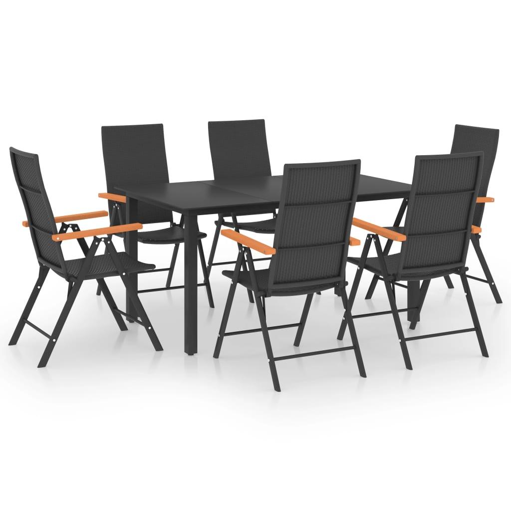 7 Piece Patio Dining Set Black and Brown at Set Shop and Smile