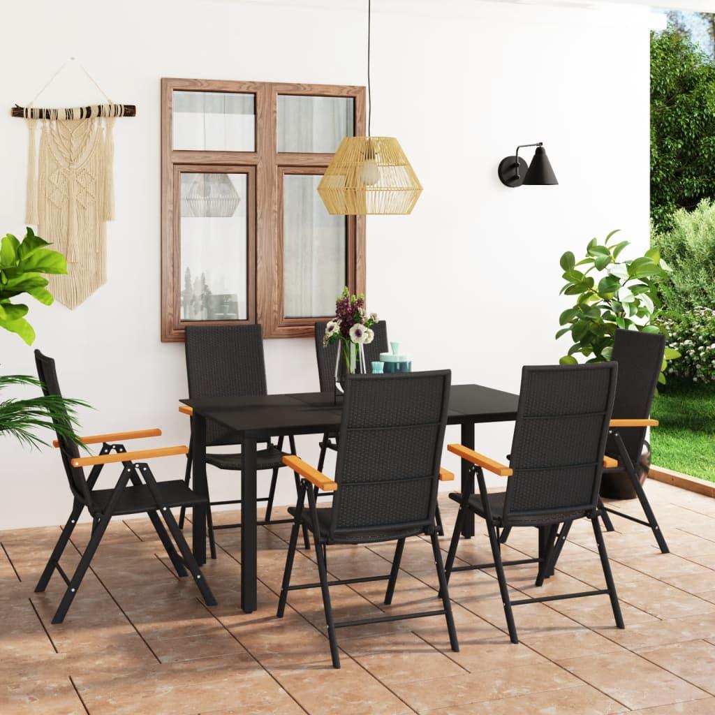 7 Piece Patio Dining Set Black and Brown at Set Shop and Smile