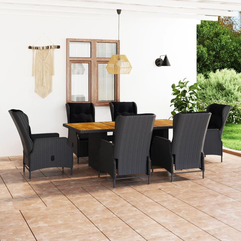 7 Piece Patio Dining Set with Cushions Poly Rattan Dark Gray at Set Shop and Smile