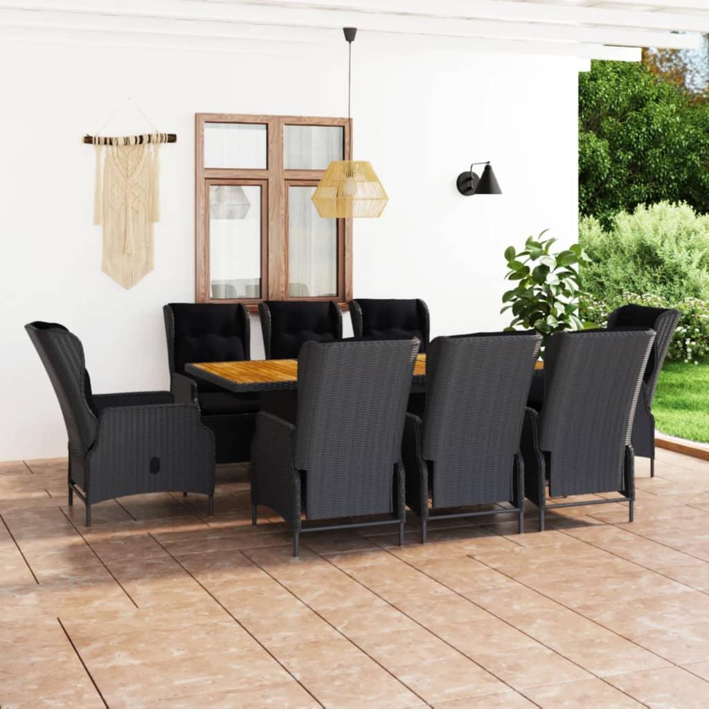 9 Piece Patio Dining Set with Cushions Poly Rattan Dark Gray at Set Shop and Smile