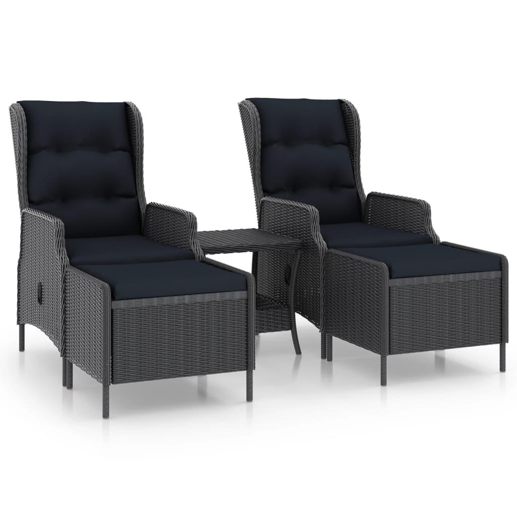 3 Piece Patio Lounge Set with Cushions Poly Rattan Dark Gray at Set Shop and Smile