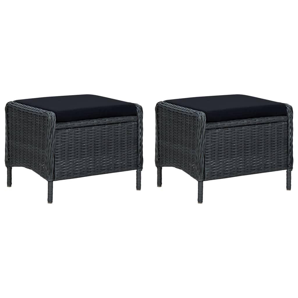 3 Piece Patio Lounge Set with Cushions Poly Rattan Dark Gray at Set Shop and Smile