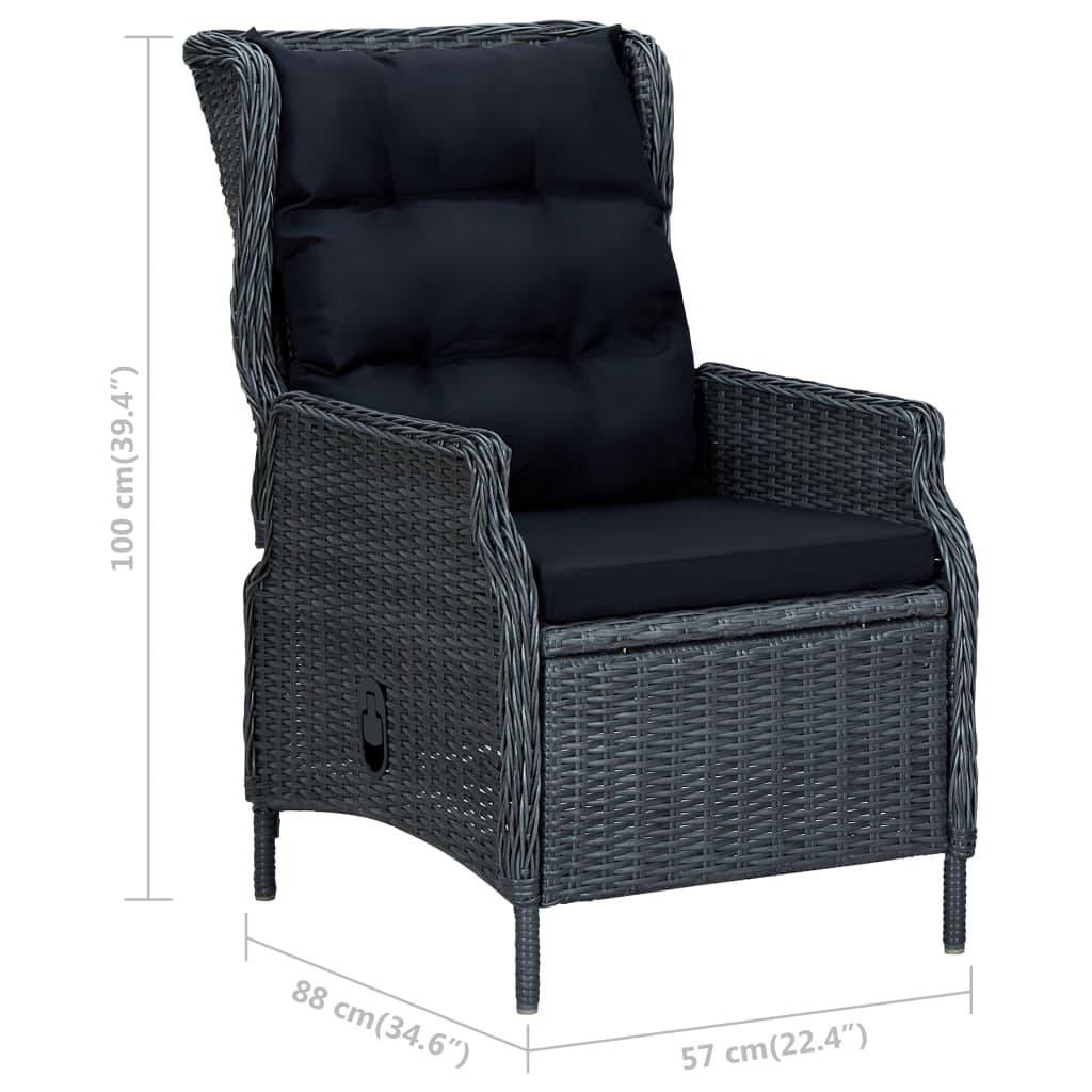 3 Piece Patio Lounge Set with Cushions Poly Rattan Dark Gray at Set Shop and Smile