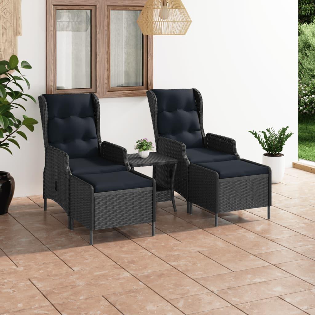 3 Piece Patio Lounge Set with Cushions Poly Rattan Dark Gray at Set Shop and Smile