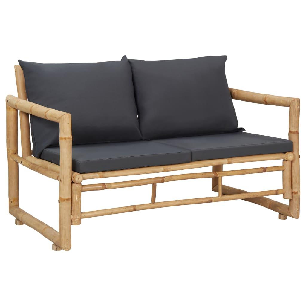 4 Piece Patio Lounge Set with Cushions Bamboo at Set Shop and Smile