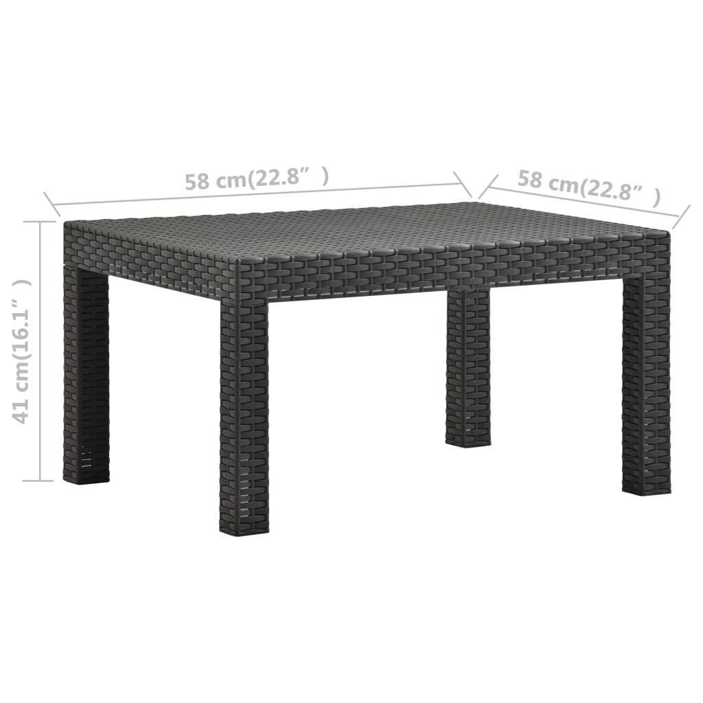 Patio Table Anthracite 22.8"x22.8"x16.1" PP Rattan at Set Shop and Smile