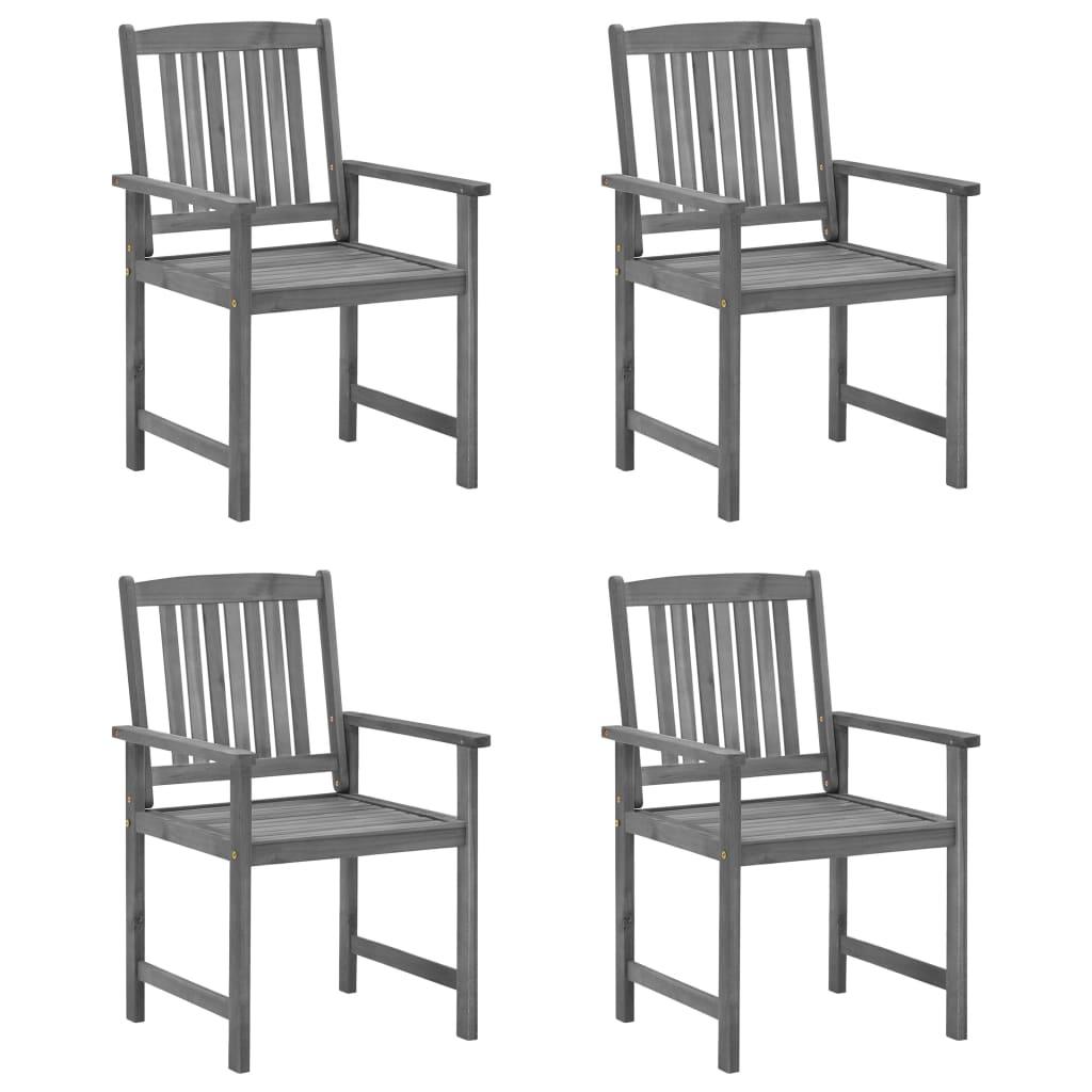 Patio Chairs with Cushions 4 pcs Gray Solid Acacia Wood at Set Shop and Smile