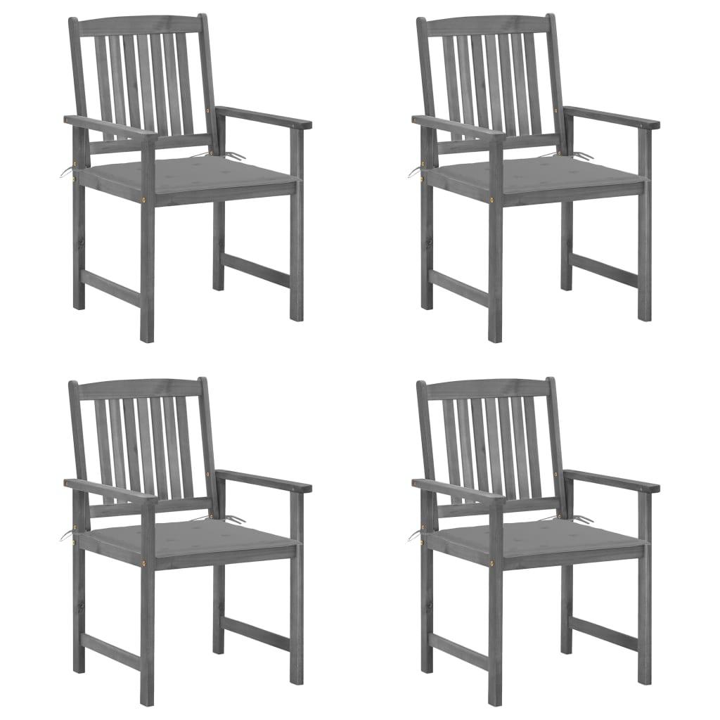 Patio Chairs with Cushions 4 pcs Gray Solid Acacia Wood at Set Shop and Smile