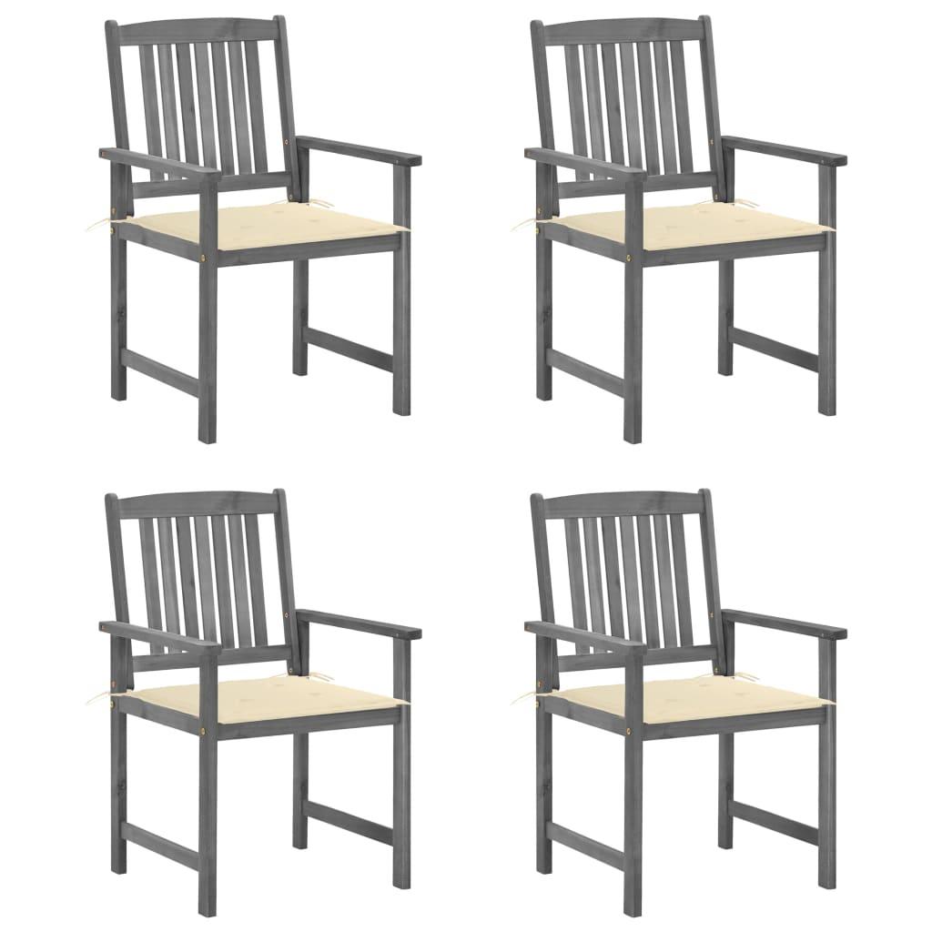 Patio Chairs with Cushions 4 pcs Gray Solid Acacia Wood at Set Shop and Smile