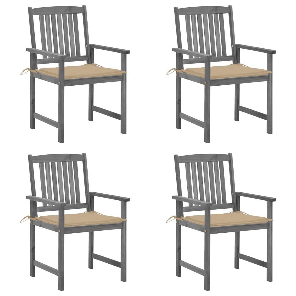 Patio Chairs with Cushions 4 pcs Gray Solid Acacia Wood at Set Shop and Smile