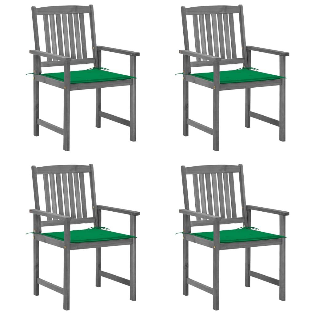 Patio Chairs with Cushions 4 pcs Gray Solid Acacia Wood at Set Shop and Smile