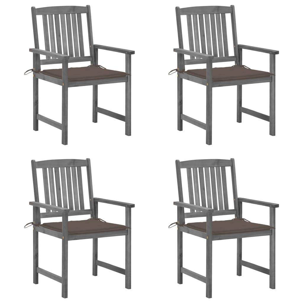 Patio Chairs with Cushions 4 pcs Gray Solid Acacia Wood at Set Shop and Smile