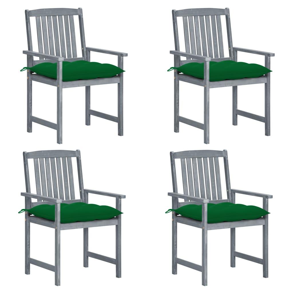 Patio Chairs with Cushions 4 pcs Gray Solid Acacia Wood at Set Shop and Smile
