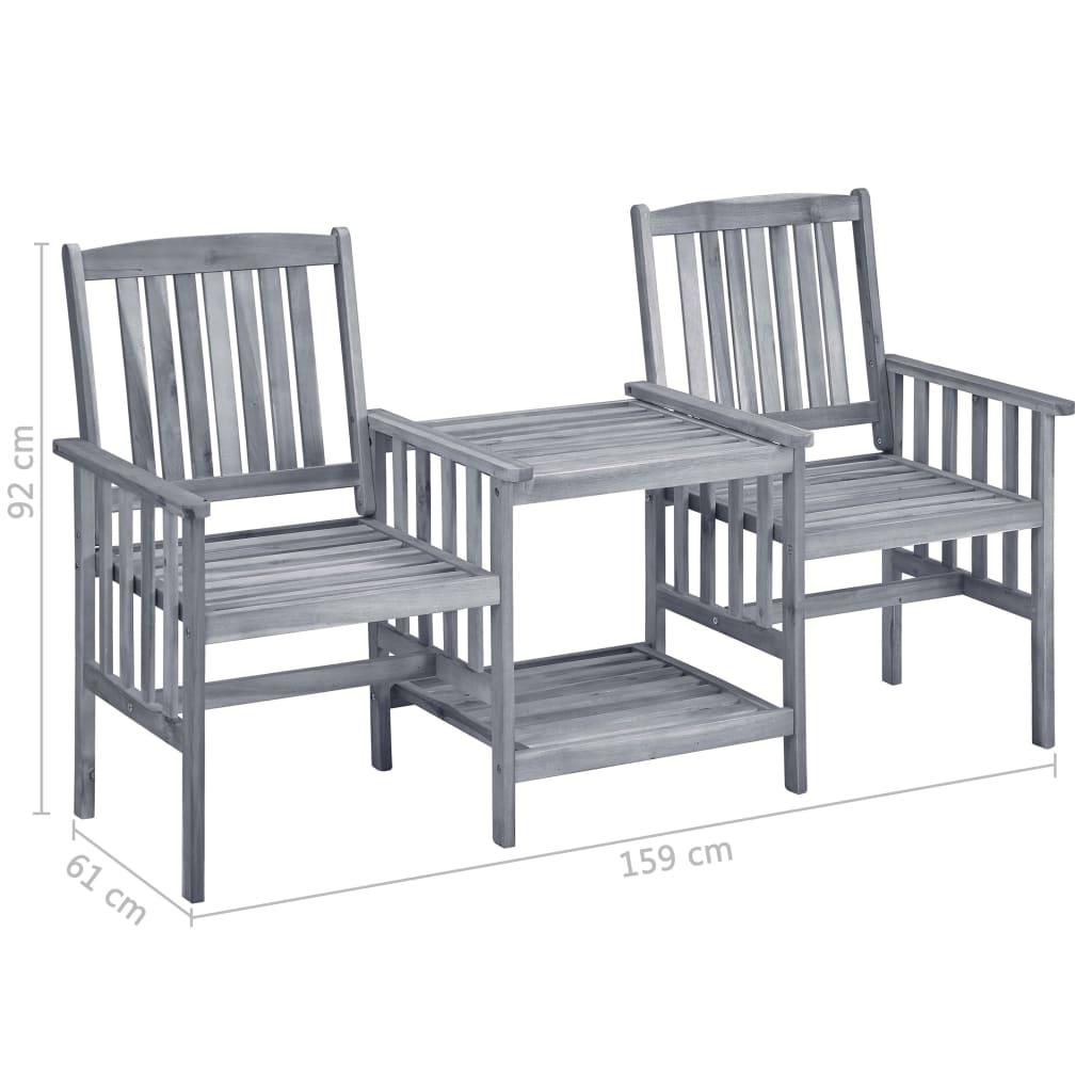 Patio Chairs with Tea Table and Cushions Solid Acacia Wood at Set Shop and Smile