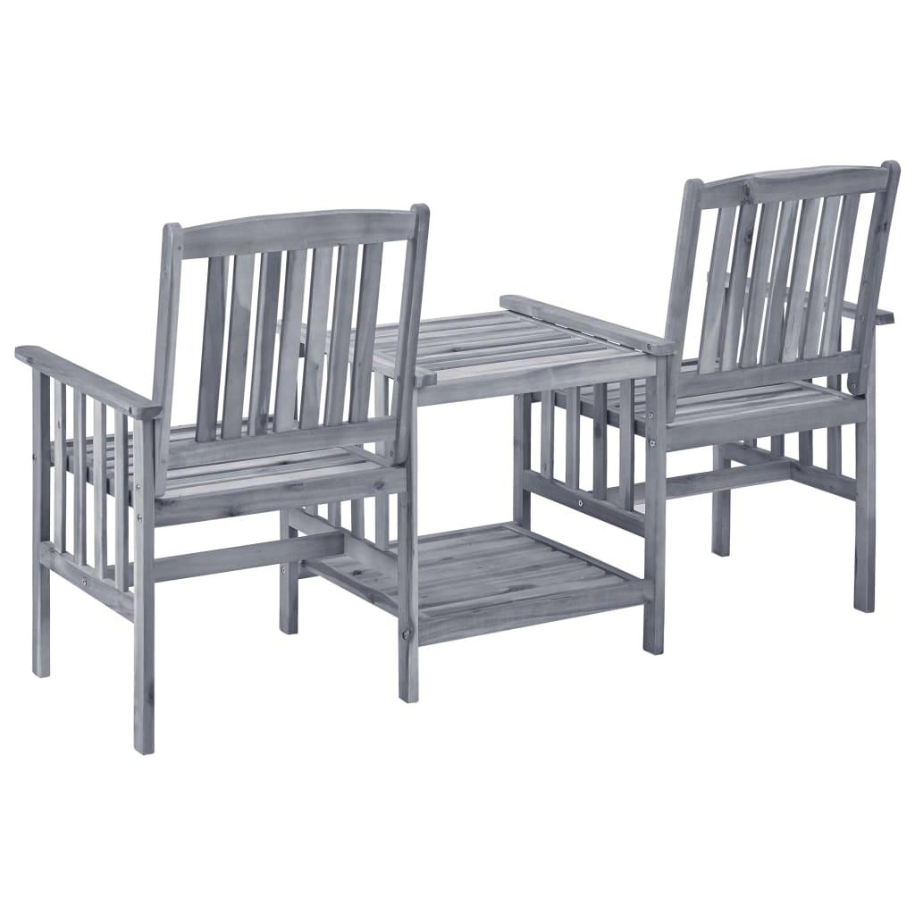 Patio Chairs with Tea Table and Cushions Solid Acacia Wood at Set Shop and Smile