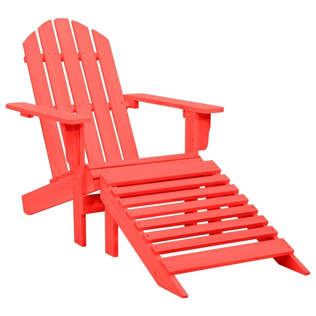 Patio Adirondack Chair with Ottoman Solid Fir Wood Red at Set Shop and Smile