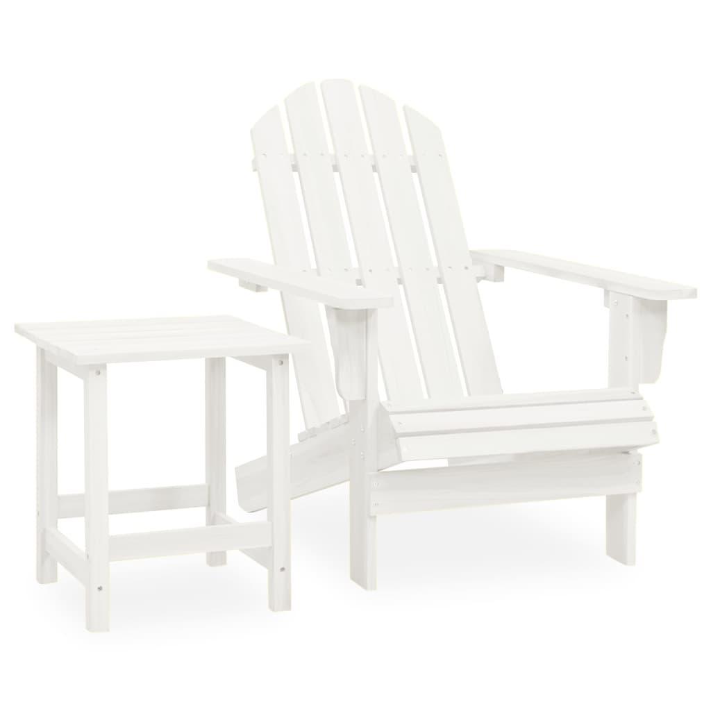 Patio Adirondack Chair with Table Solid Fir Wood White at Set Shop and Smile