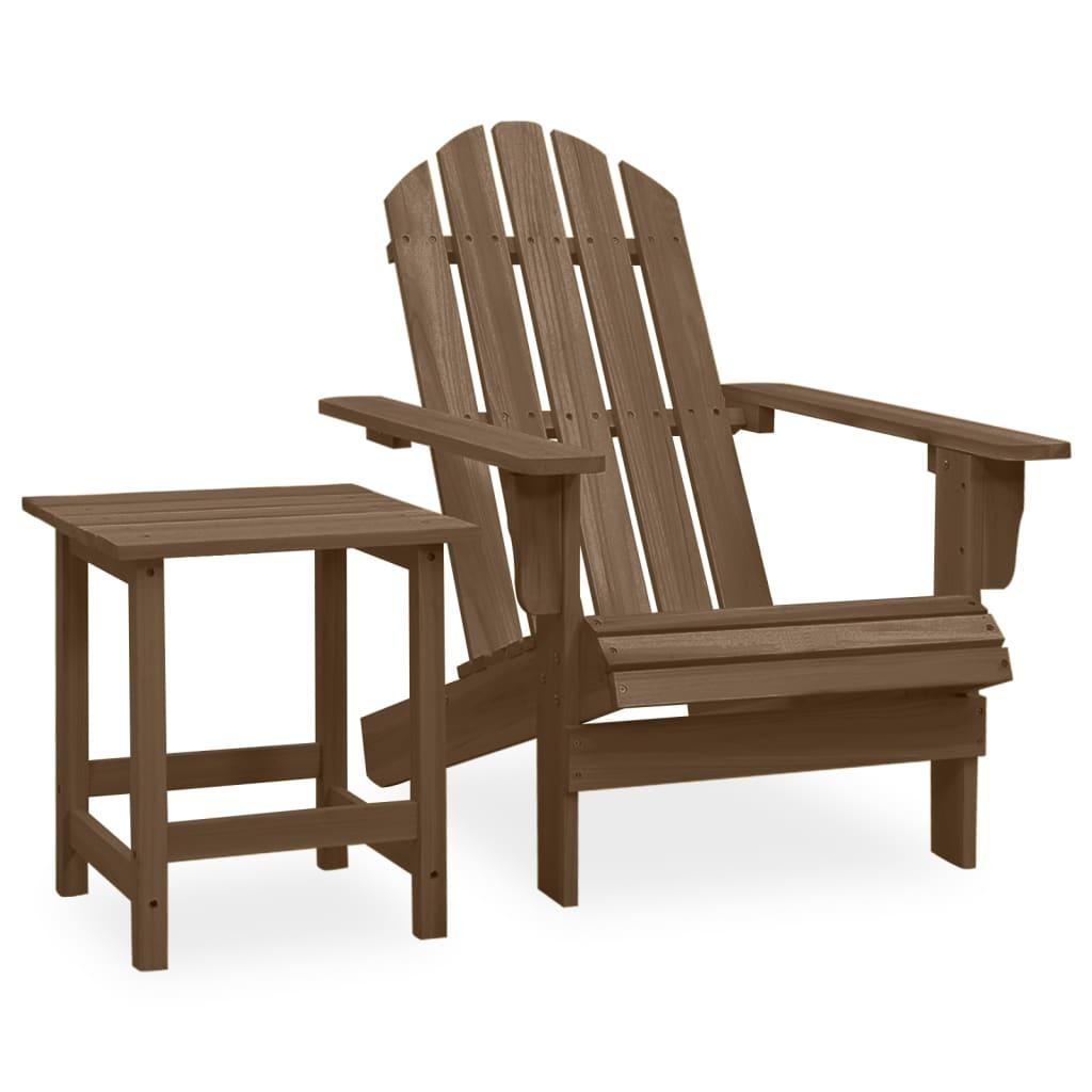 Patio Adirondack Chair with Table Solid Fir Wood Brown at Set Shop and Smile