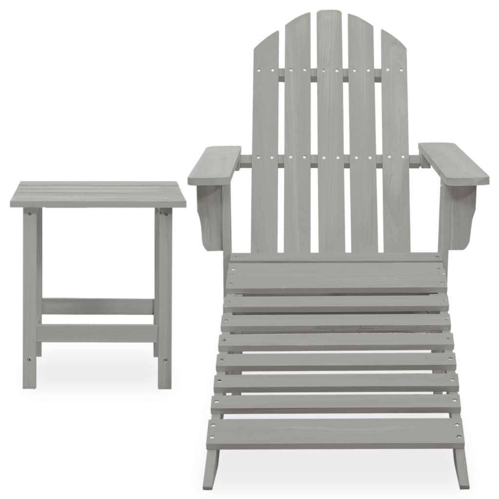 Patio Adirondack Chair with Ottoman&Table Solid Fir Wood Gray at Set Shop and Smile
