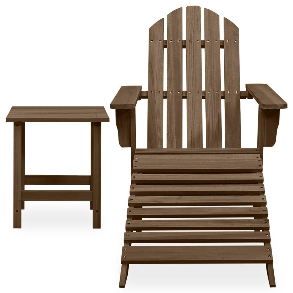 Patio Adirondack Chair with Ottoman&Table Solid Fir Wood Brown at Set Shop and Smile
