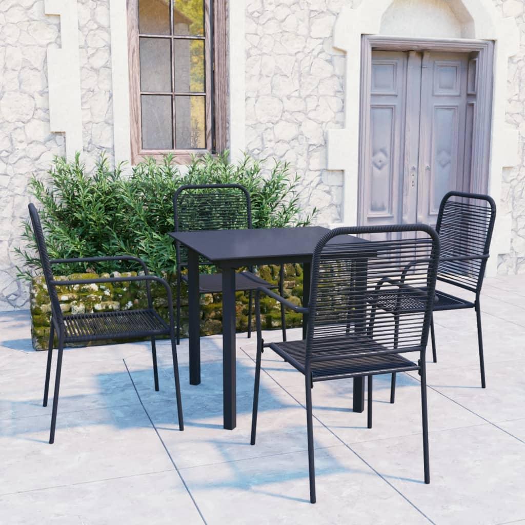 5 Piece Patio Dining Set Black Glass and Steel at Set Shop and Smile