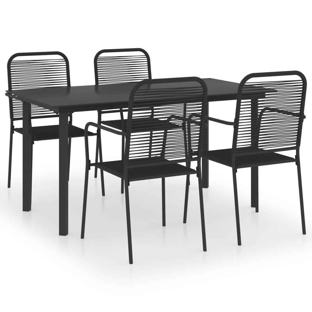 5 Piece Patio Dining Set Black Glass and Steel at Set Shop and Smile