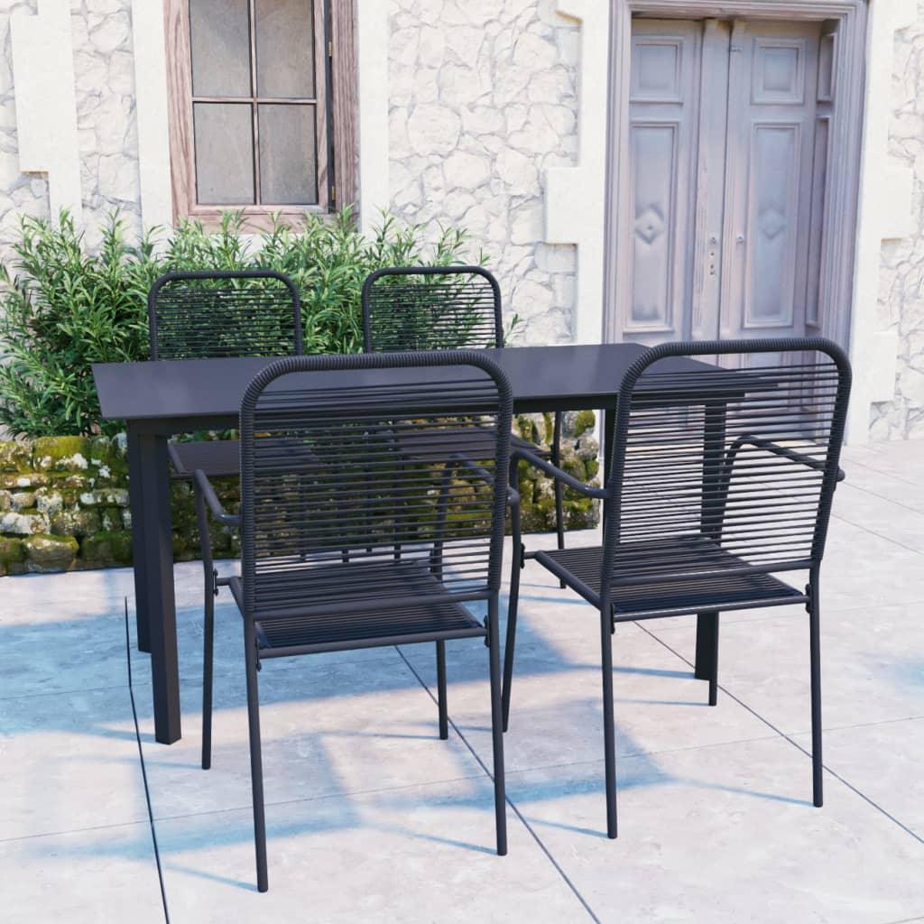 5 Piece Patio Dining Set Black Glass and Steel at Set Shop and Smile