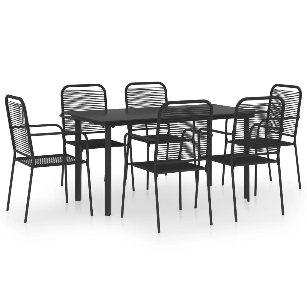 7 Piece Patio Dining Set Black Glass and Steel at Set Shop and Smile