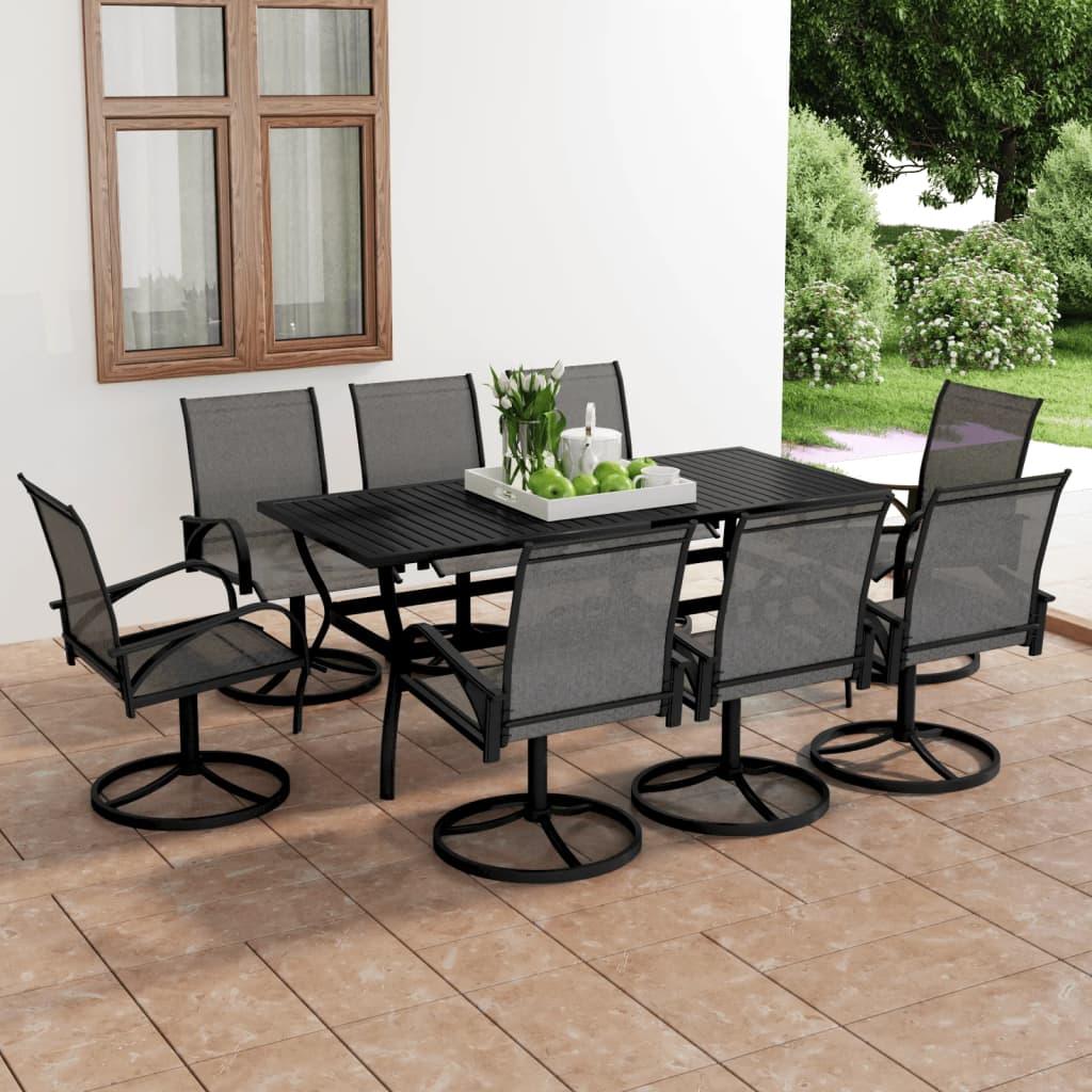 9 Piece Patio Dining Set Textilene and Steel at Set Shop and Smile