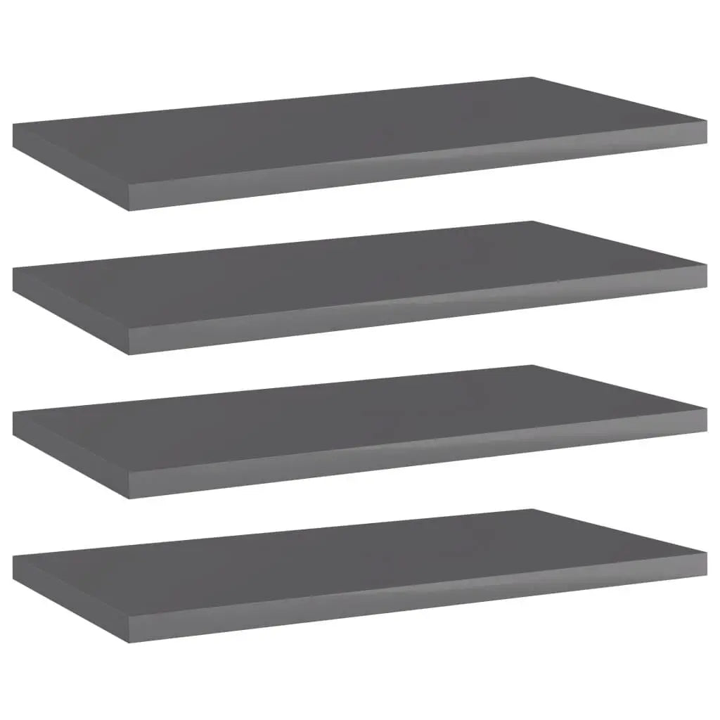 Bookshelf Boards 4 pcs High Gloss Gray 15.7"x7.9"x0.6" Engineered Wood at Set Shop and Smile