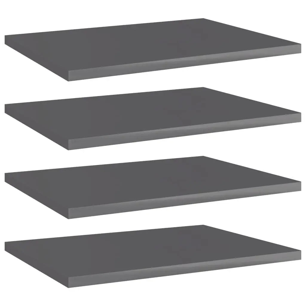Bookshelf Boards 4 pcs High Gloss Gray 15.7"x11.8"x0.6" Engineered Wood at Set Shop and Smile