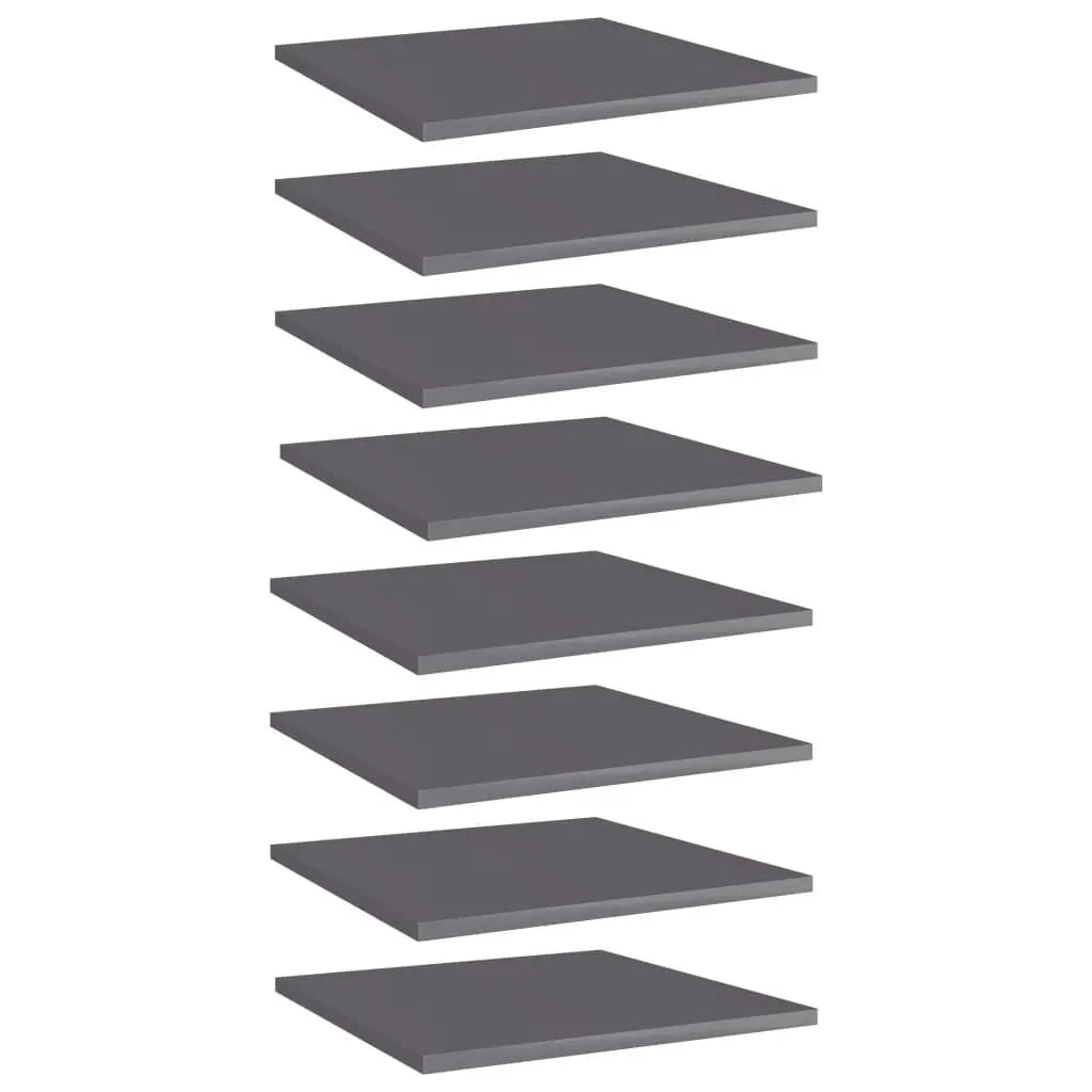 Bookshelf Boards 8 pcs High Gloss Gray 15.7"x15.7"x0.6" Engineered Wood at Set Shop and Smile