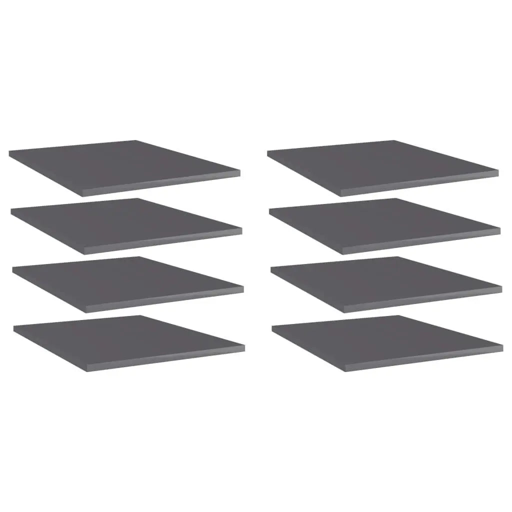 Bookshelf Boards 8 pcs High Gloss Gray 15.7"x19.7"x0.6" Engineered Wood at Set Shop and Smile