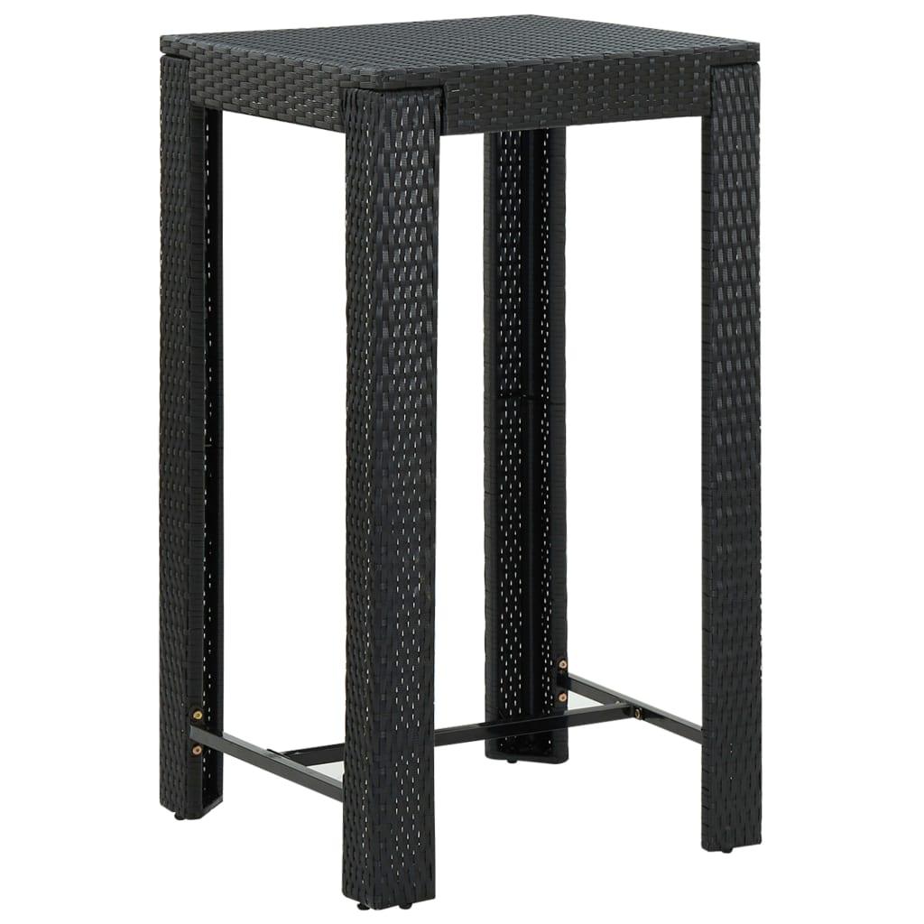 3 Piece Patio Bar Set with Cushions Poly Rattan Black at Set Shop and Smile