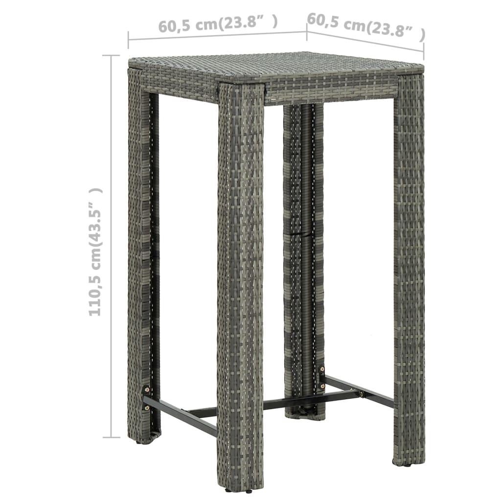 3 Piece Patio Bar Set with Cushions Poly Rattan Gray at Set Shop and Smile