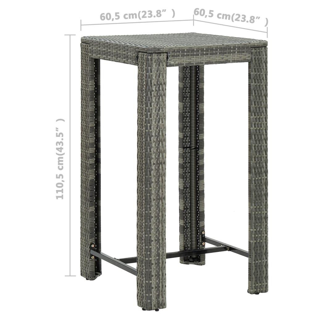 5 Piece Patio Bar Set with Cushions Poly Rattan Gray at Set Shop and Smile