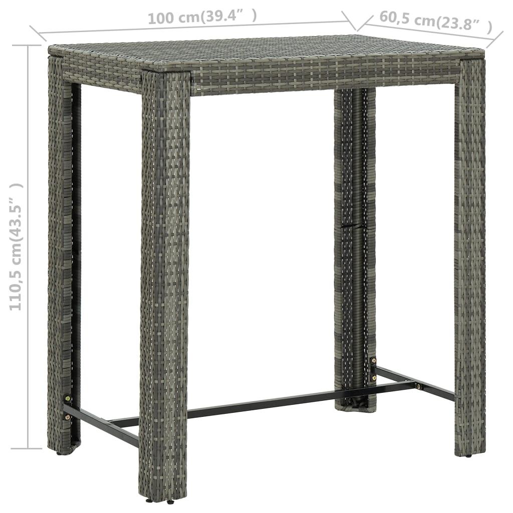 5 Piece Patio Bar Set with Cushions Poly Rattan Gray at Set Shop and Smile