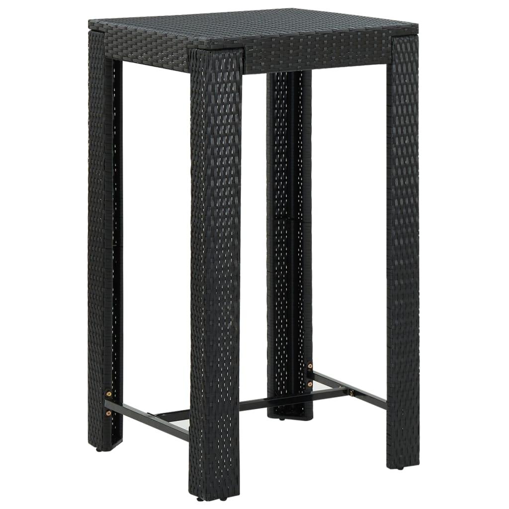 3 Piece Patio Bar Set with Cushions Poly Rattan Black at Set Shop and Smile