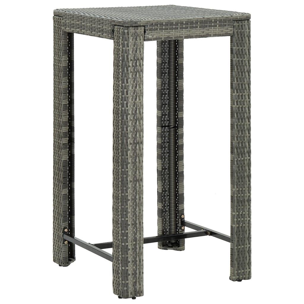 3 Piece Patio Bar Set with Cushions Poly Rattan Gray at Set Shop and Smile