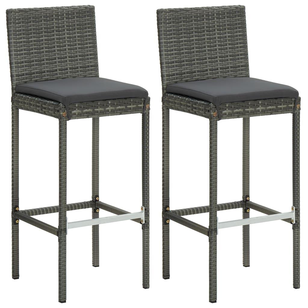 3 Piece Patio Bar Set with Cushions Poly Rattan Gray at Set Shop and Smile