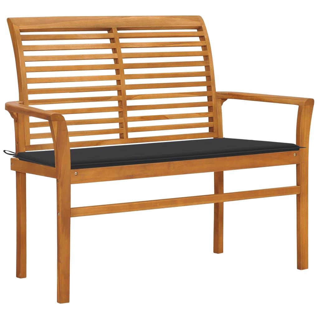 Patio Bench with Anthracite Cushion 44.1" Solid Teak Wood at Set Shop and Smile