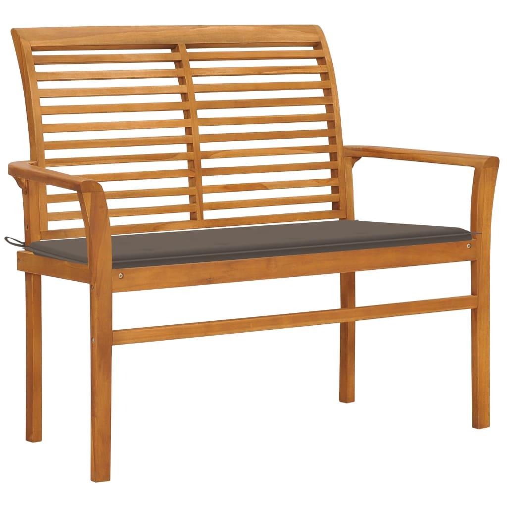 Patio Bench with Taupe Cushion 44.1" Solid Teak Wood at Set Shop and Smile