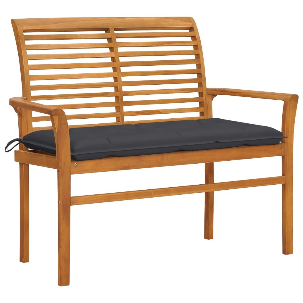 Patio Bench with Anthracite Cushion 44.1" Solid Teak Wood at Set Shop and Smile