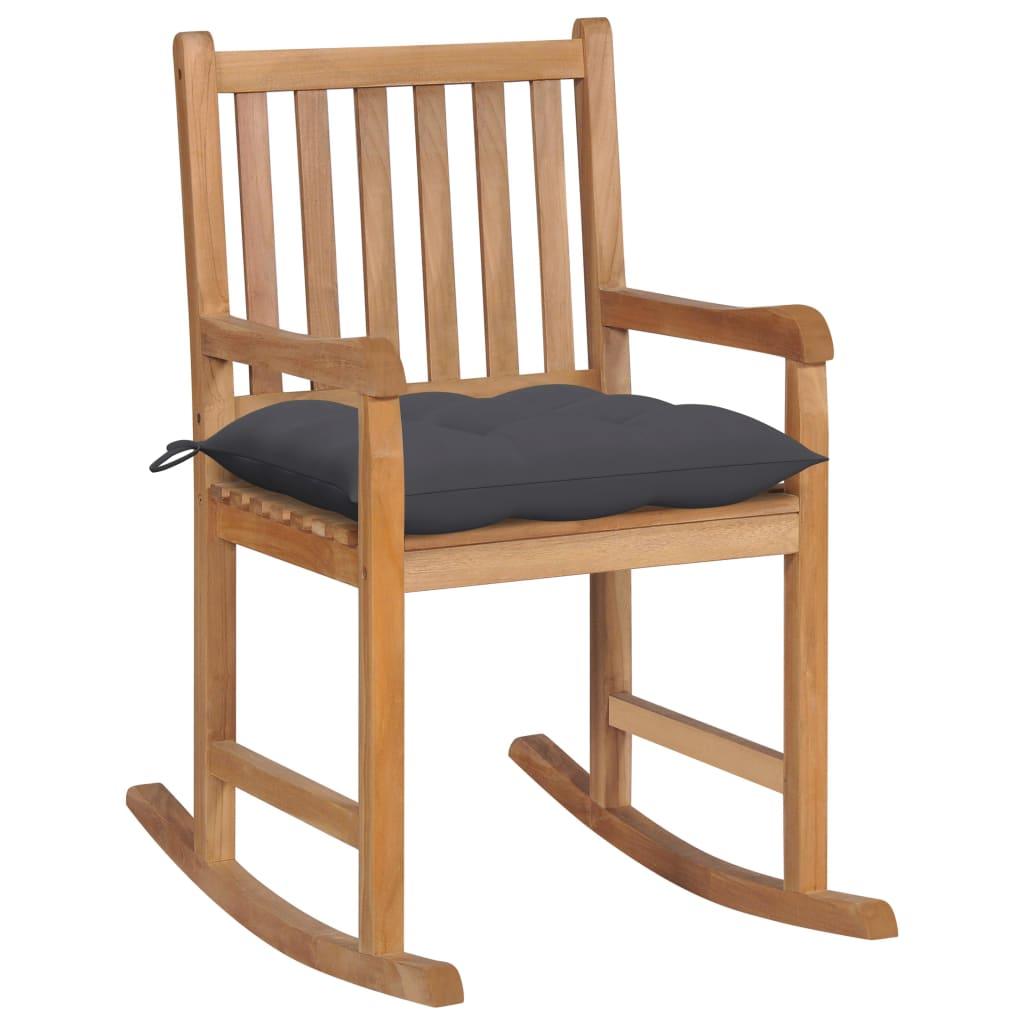 Rocking Chair with Anthracite Cushion Solid Teak Wood at Set Shop and Smile