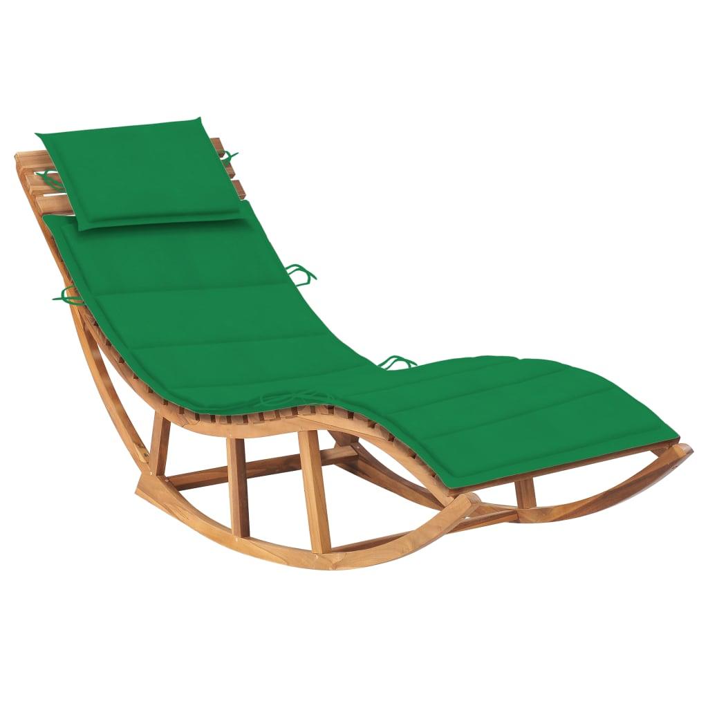 Rocking Sun Lounger with Cushion Solid Teak Wood at Set Shop and Smile