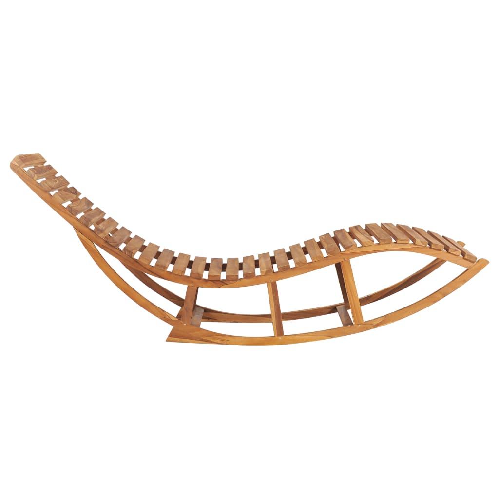 Rocking Sun Lounger with Cushion Solid Teak Wood at Set Shop and Smile