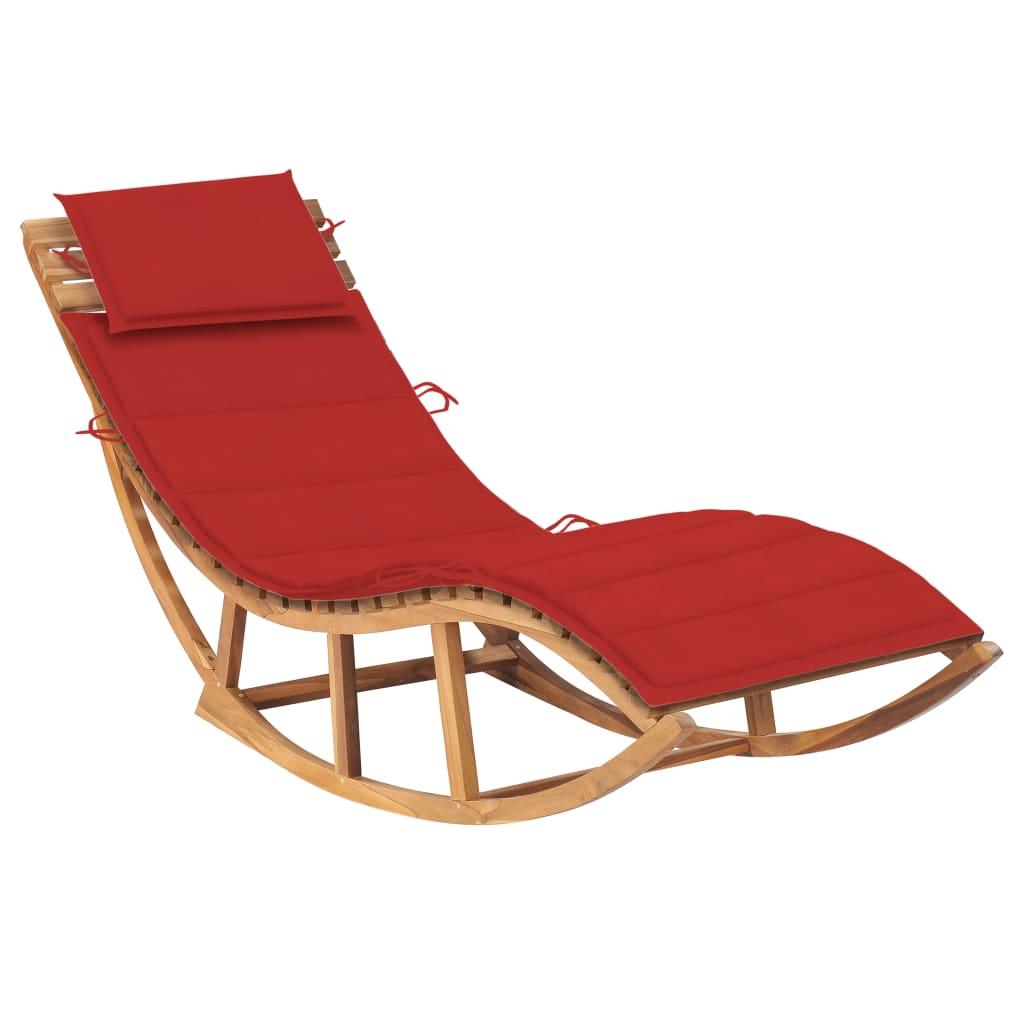 Rocking Sun Lounger with Cushion Solid Teak Wood at Set Shop and Smile